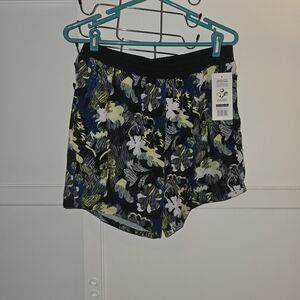 Marika Black and Blue Floral Women's Athletic Shorts